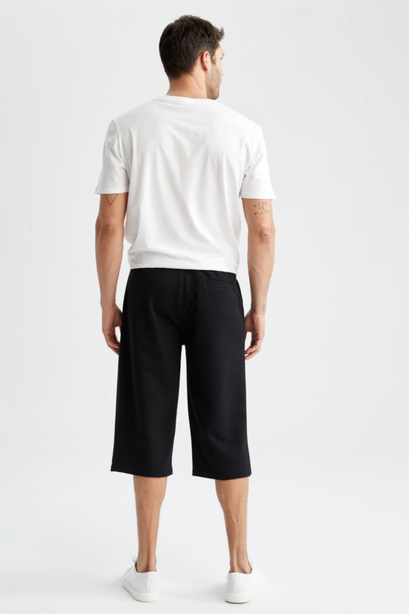 Erkek Siyah Regular Fıt Uzun Şort