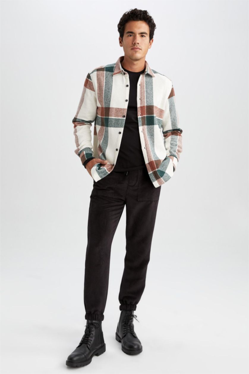 Чоловічий Пісочний Сорочка з довгим рукавом стандартного крою у клітку Woodcutter для чоловіків