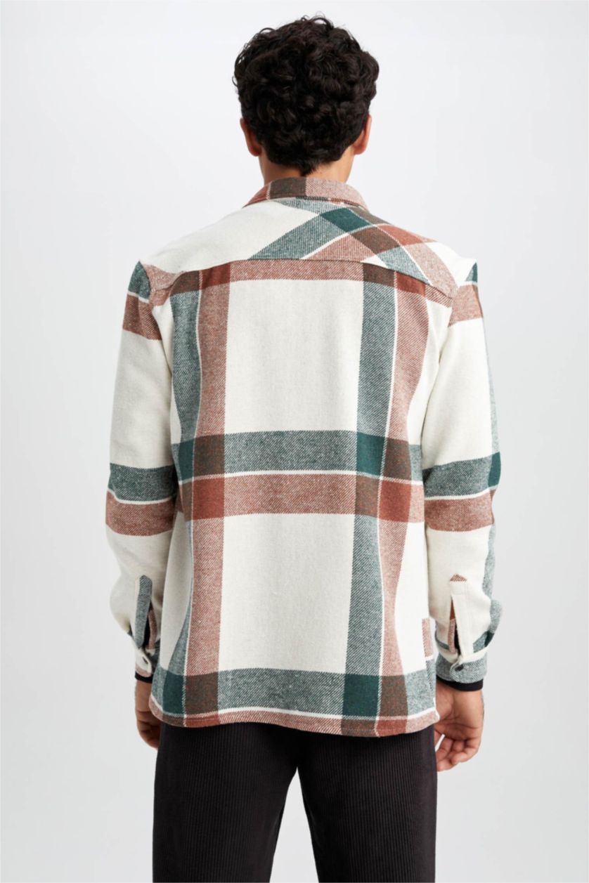 Чоловічий Пісочний Сорочка з довгим рукавом стандартного крою у клітку Woodcutter для чоловіків