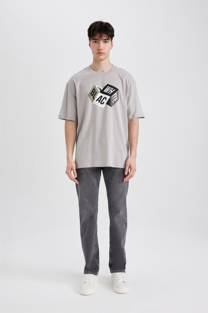 Man Grey Oversize Fit Short Sleeve T-Shirt