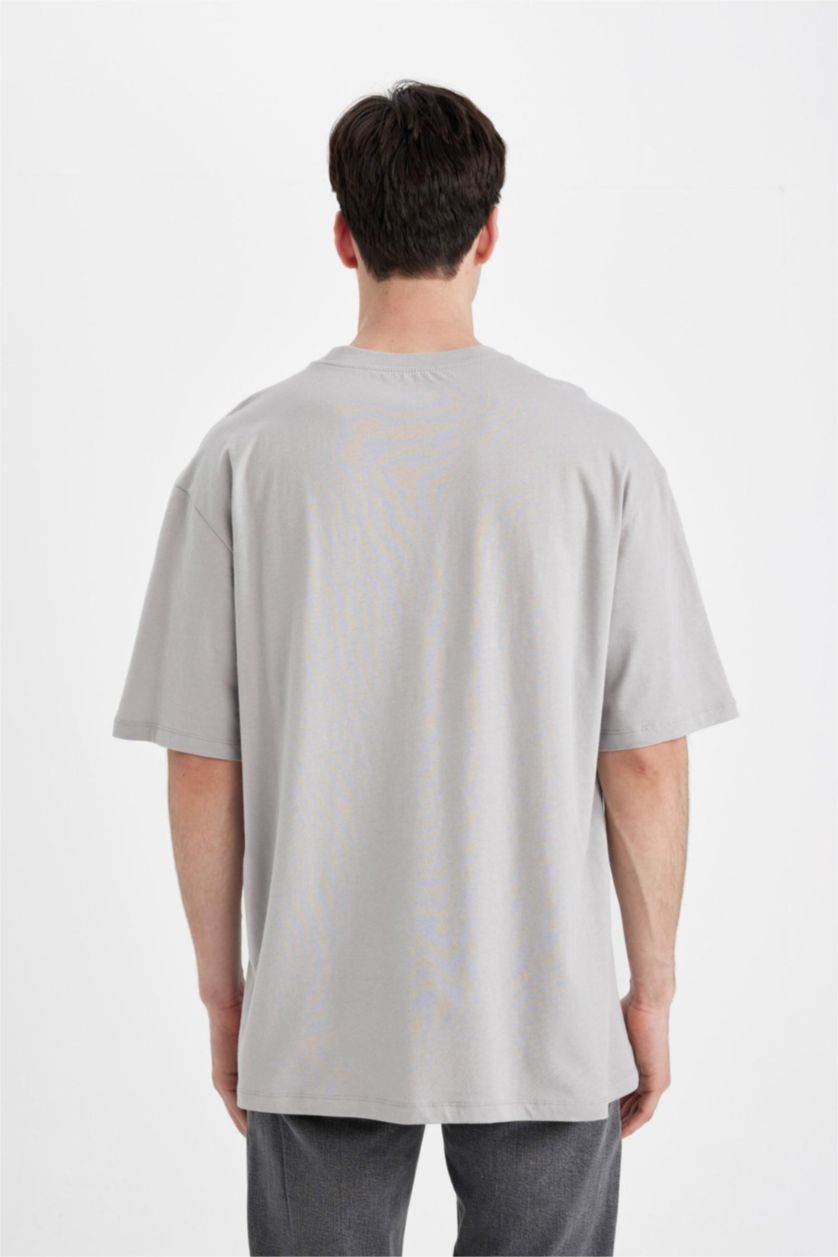 Man Grey Oversize Fit Short Sleeve T-Shirt