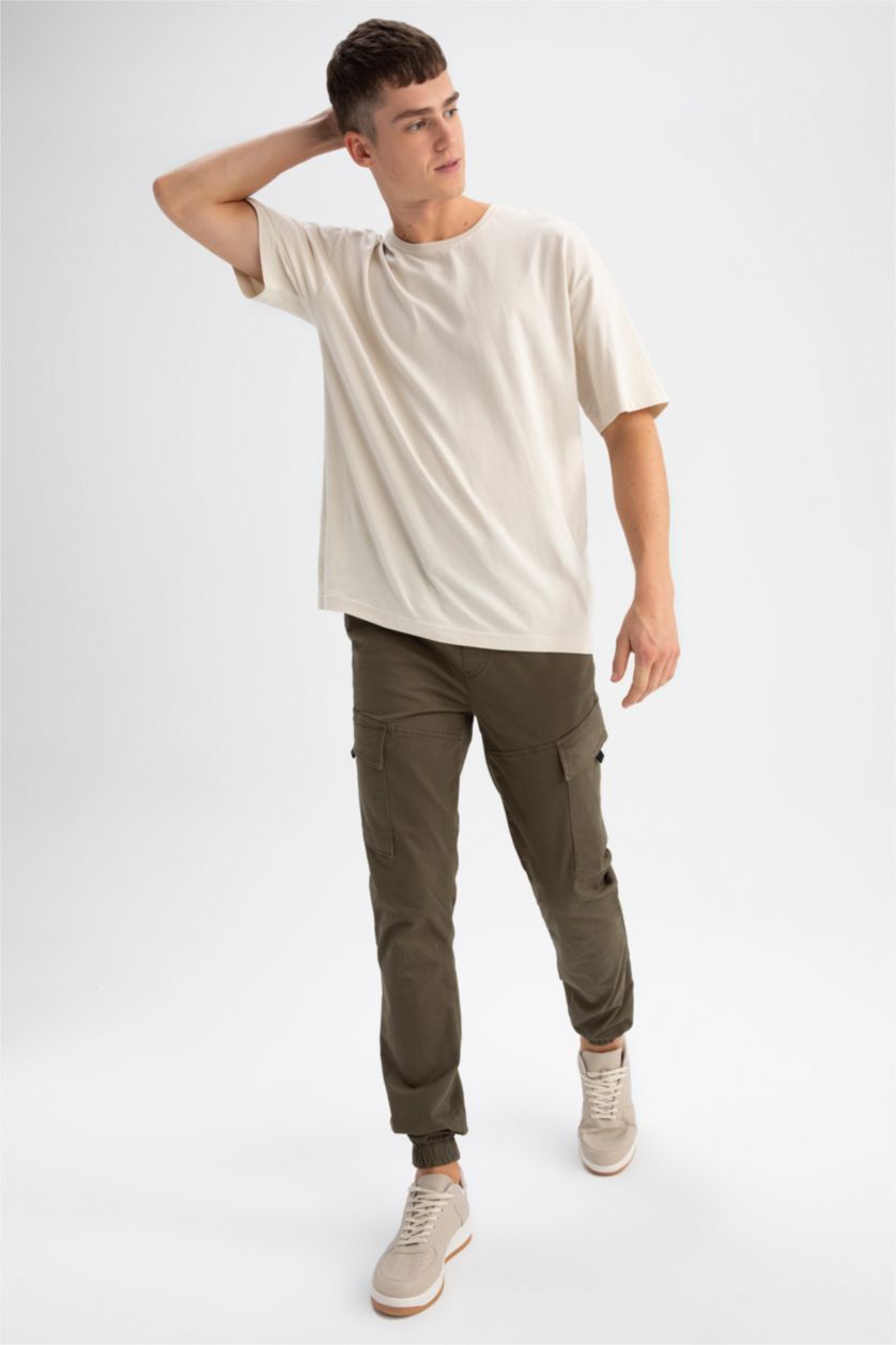 Мужчины Хаки Брюки джоггеры приталенного кроя для мужчин