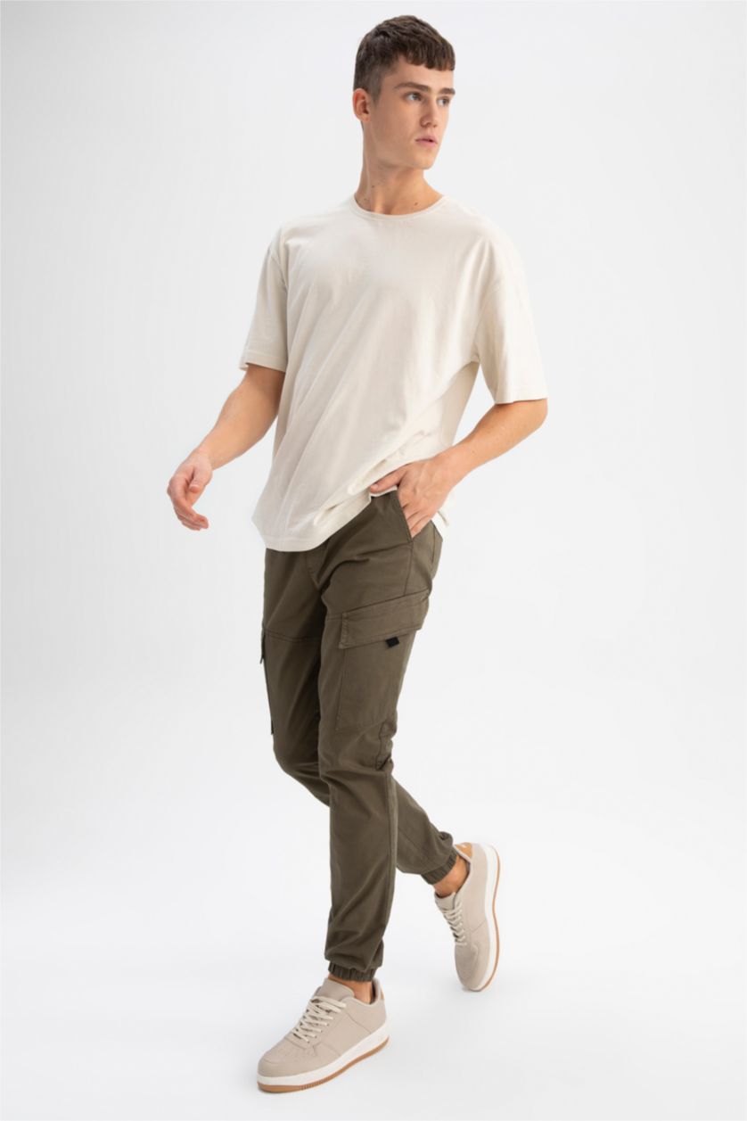 Мужчины Хаки Брюки джоггеры приталенного кроя для мужчин