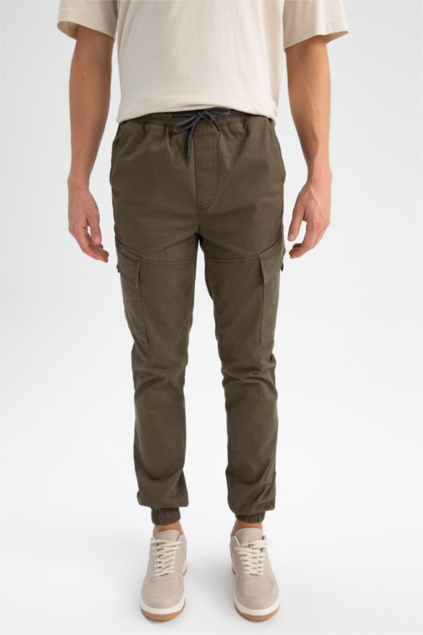 Мужчины Хаки Брюки джоггеры приталенного кроя для мужчин