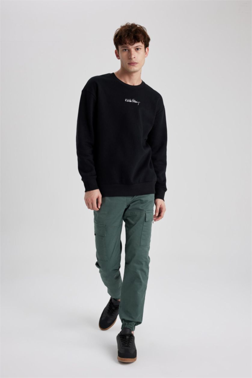 HOMME Vert Pantalon Gabardine Cargo Slim à Poches Cargo