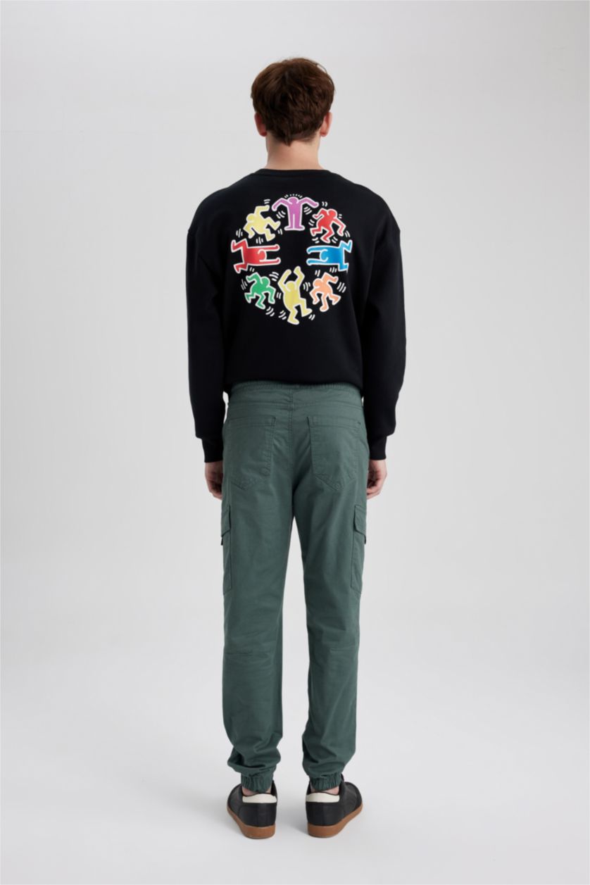 HOMME Vert Pantalon Gabardine Cargo Slim à Poches Cargo