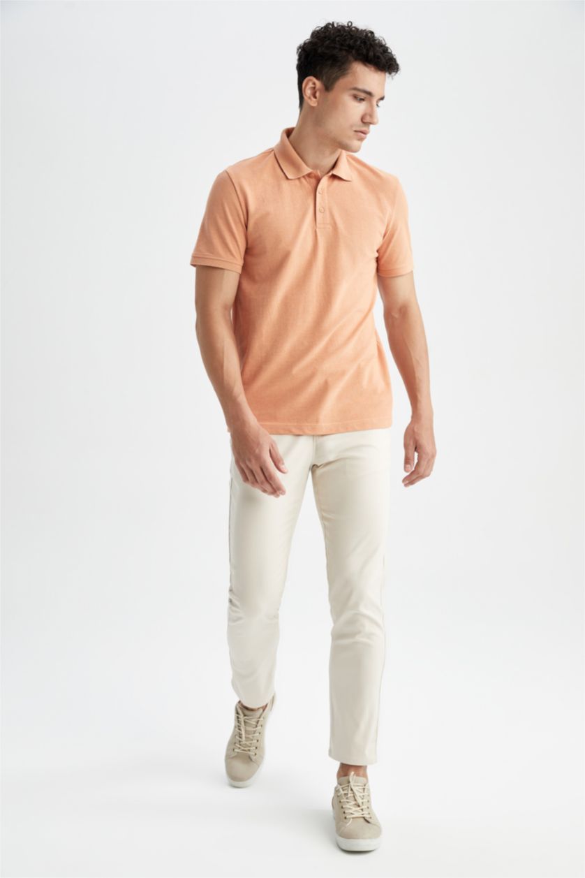 Мужчины Лососевый Футболка-поло стандартного кроя для мужчин