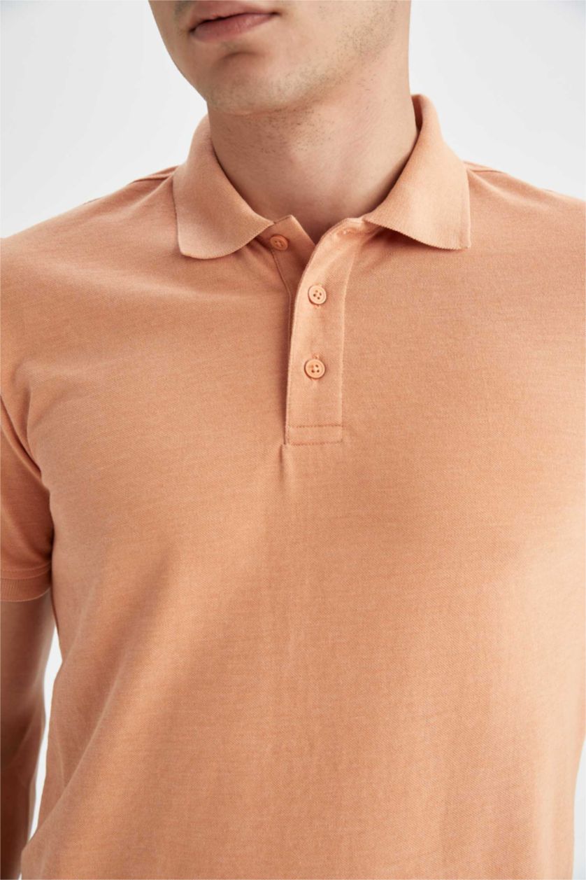 Мужчины Лососевый Футболка-поло стандартного кроя для мужчин