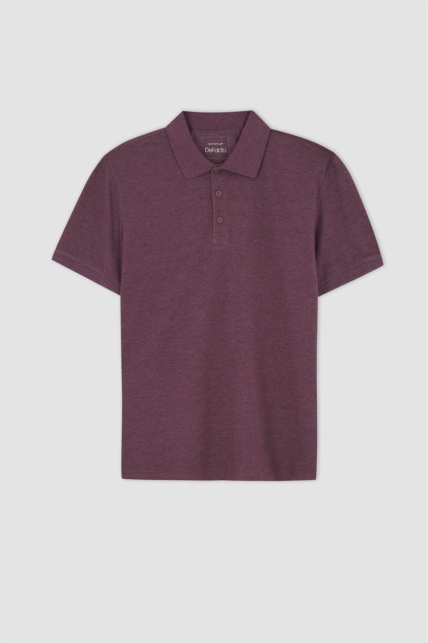 رجالي ميلانج بنفسجي تي شيرت بولو بقصة عادية