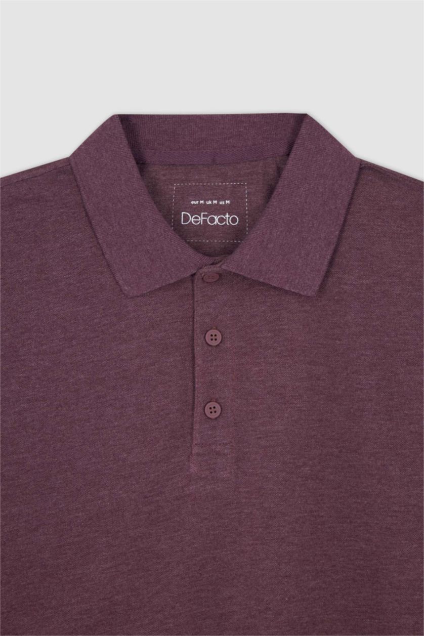 رجالي ميلانج بنفسجي تي شيرت بولو بقصة عادية