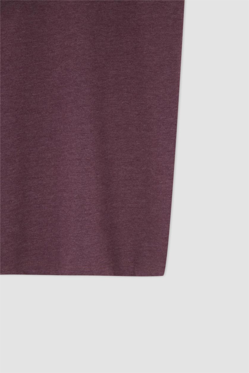 رجالي ميلانج بنفسجي تي شيرت بولو بقصة عادية