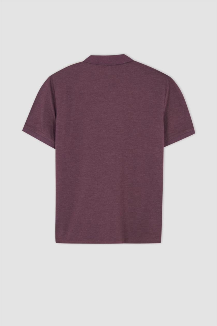 رجالي ميلانج بنفسجي تي شيرت بولو بقصة عادية