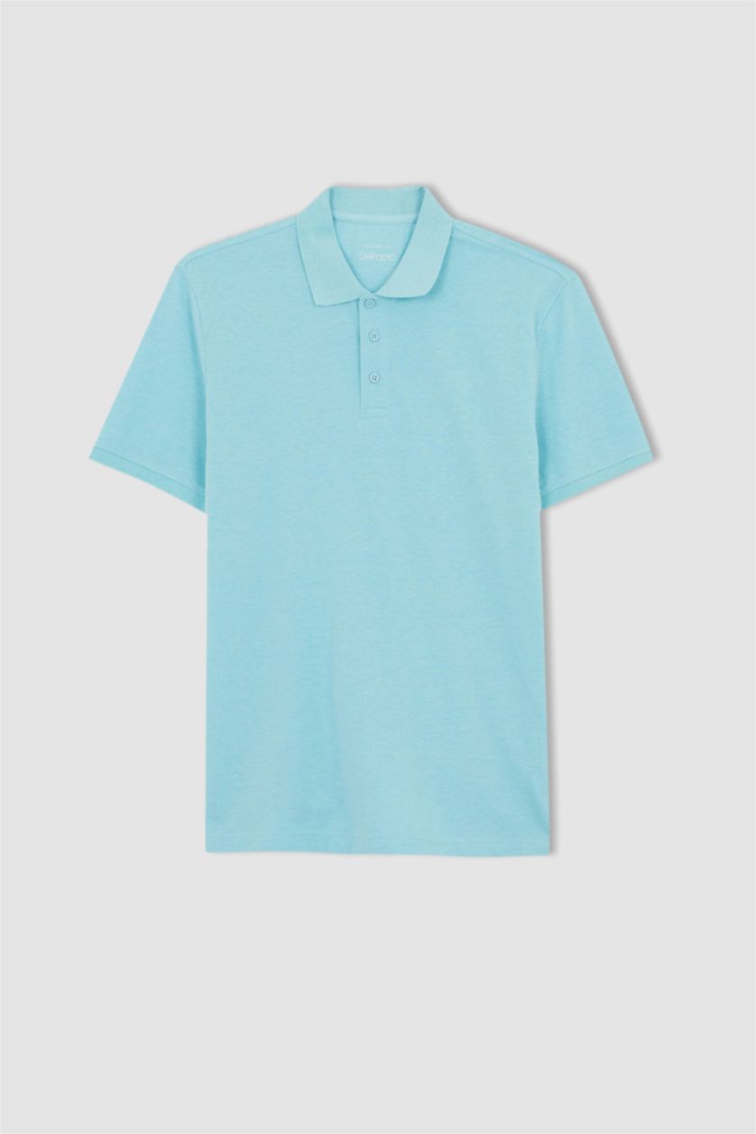 رجال ميلانج أكوا تي شيرت بولو بقصة عادية