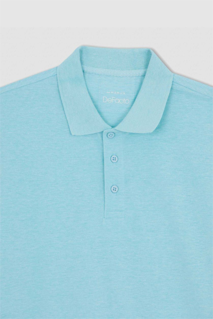 رجال ميلانج أكوا تي شيرت بولو بقصة عادية