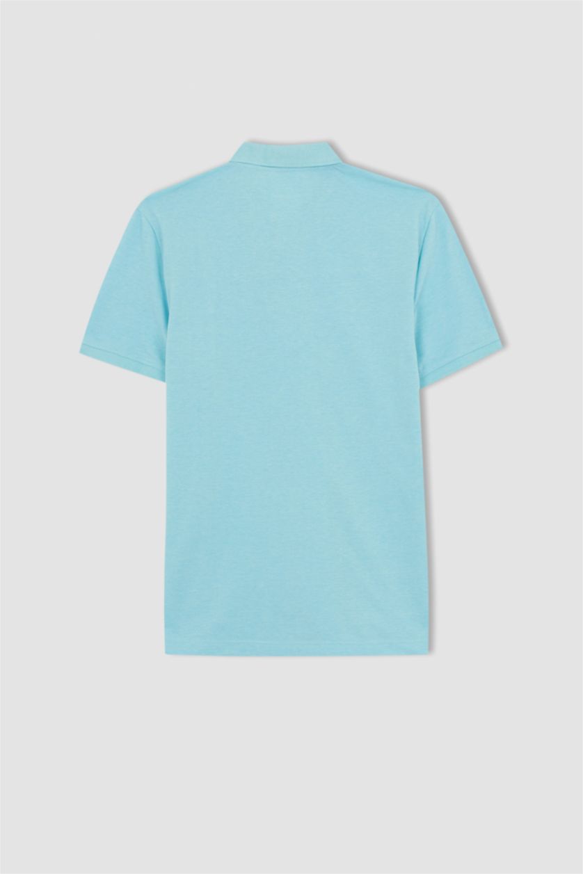 رجال ميلانج أكوا تي شيرت بولو بقصة عادية