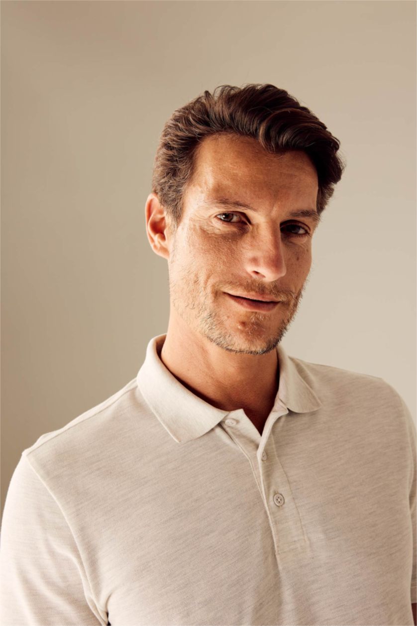 رجال ميلانج رمادي فاتح تيشيرت بولو قصة عادية