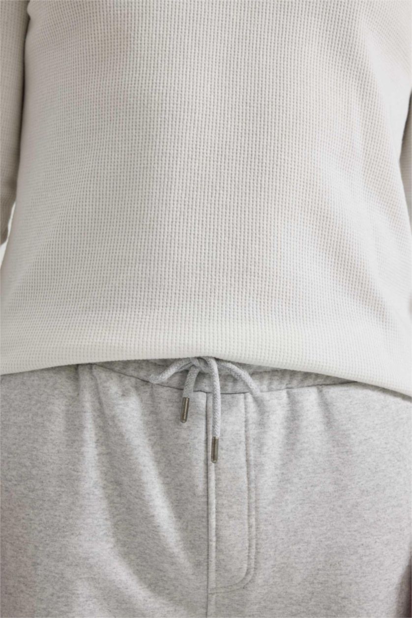 رجال ميلانج رمادي فاتح بنطلون بجامة رياضي محبوك سليم فيت برجل مطاطي