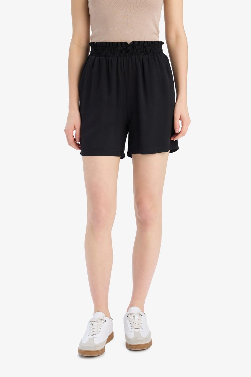 نساء أسود شورت بالمندو برجل واسع وخصر عالي بيبرباج