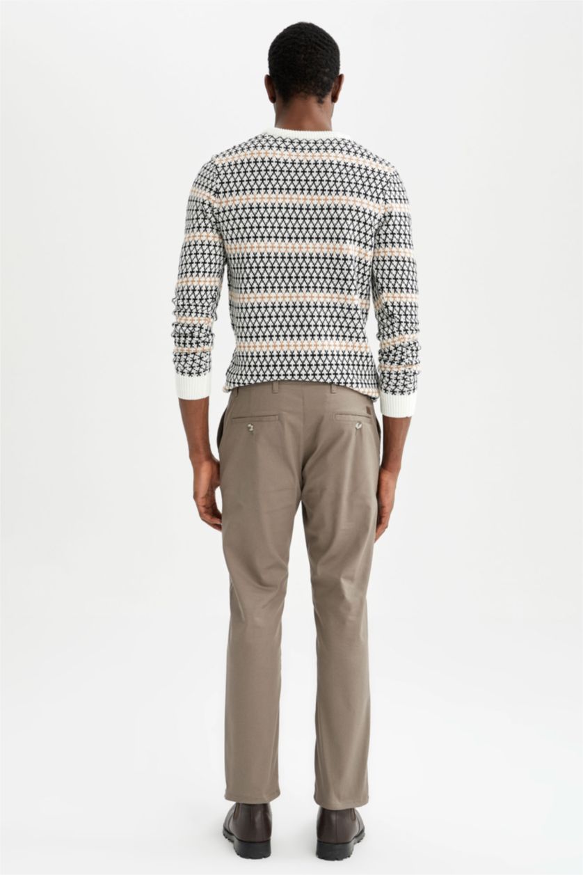 HOMME Vert Pantalon Chino Regular Fit En Coton