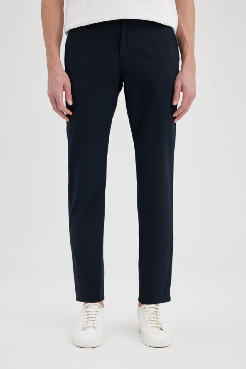 HOMME Marin Pantalon Chino Coupe Classique