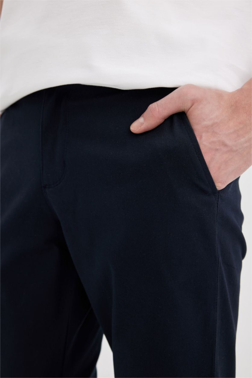 HOMME Marin Pantalon Chino Coupe Classique
