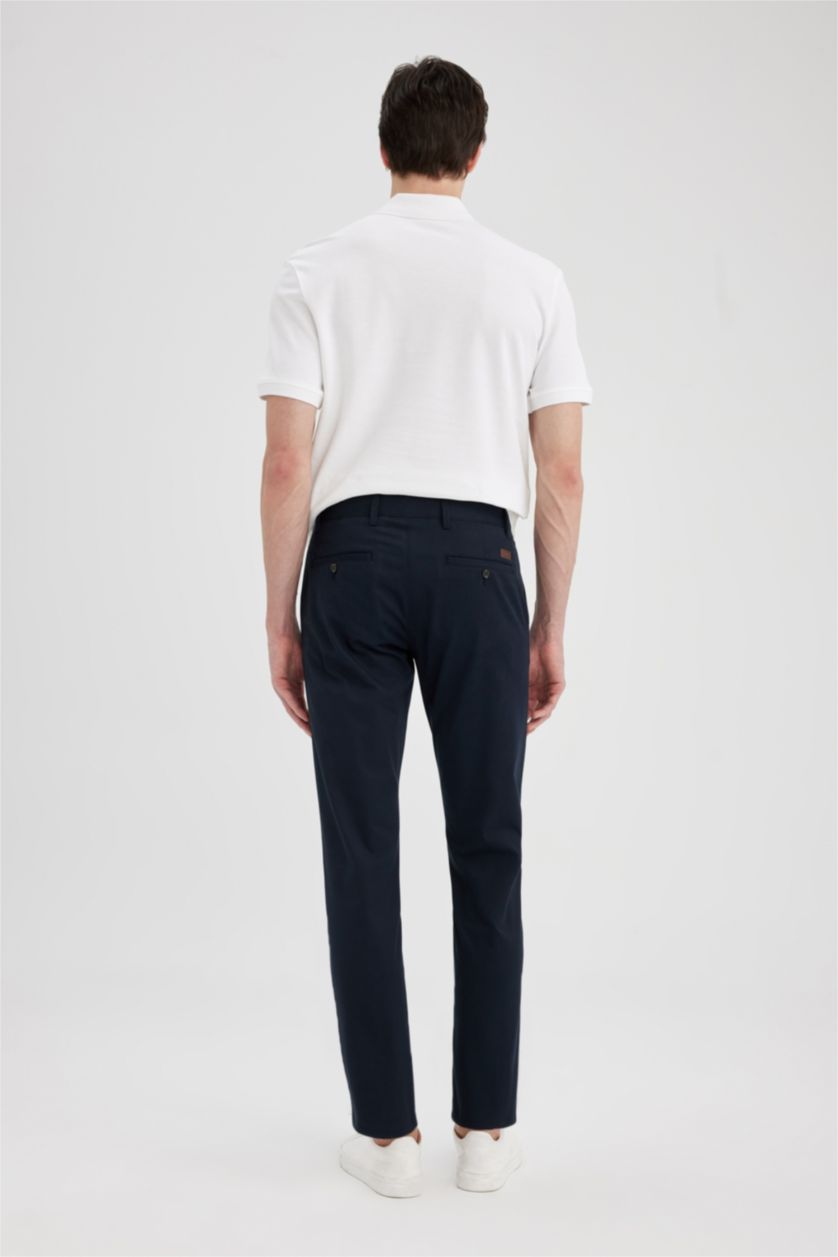 HOMME Marin Pantalon Chino Coupe Classique