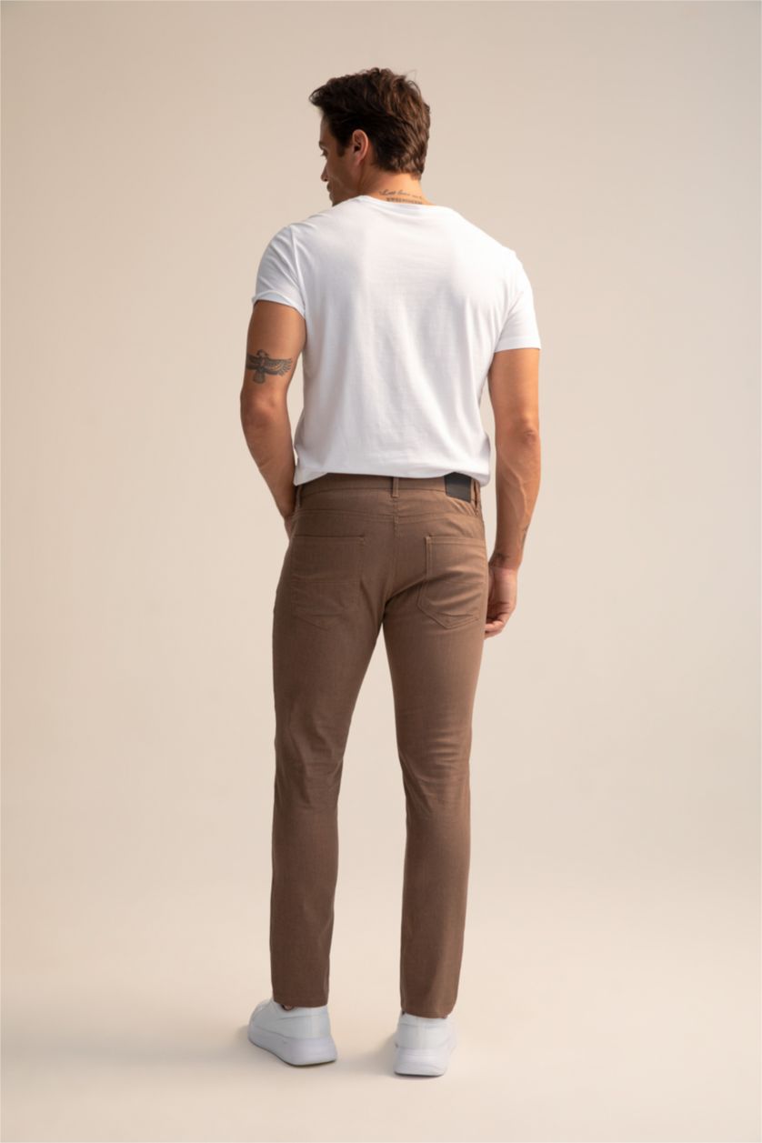 MAN Light Brown Slim Fit Chino Canvas Trousers
