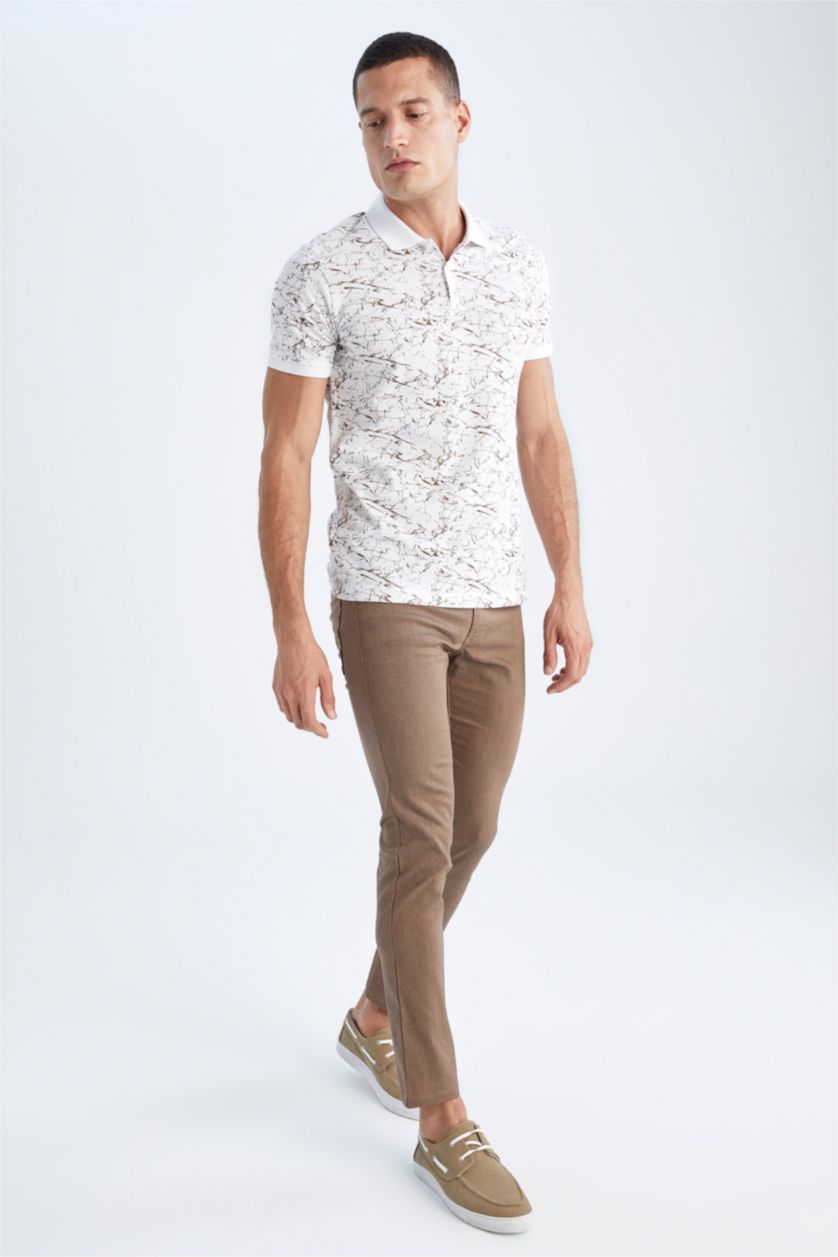 MAN Light Brown Slim Fit Chino Canvas Trousers