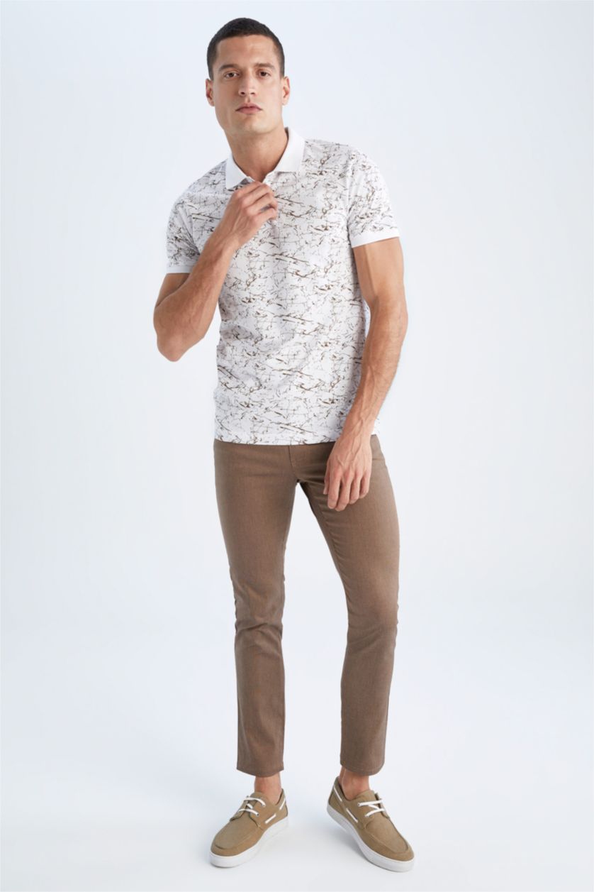 MAN Light Brown Slim Fit Chino Canvas Trousers