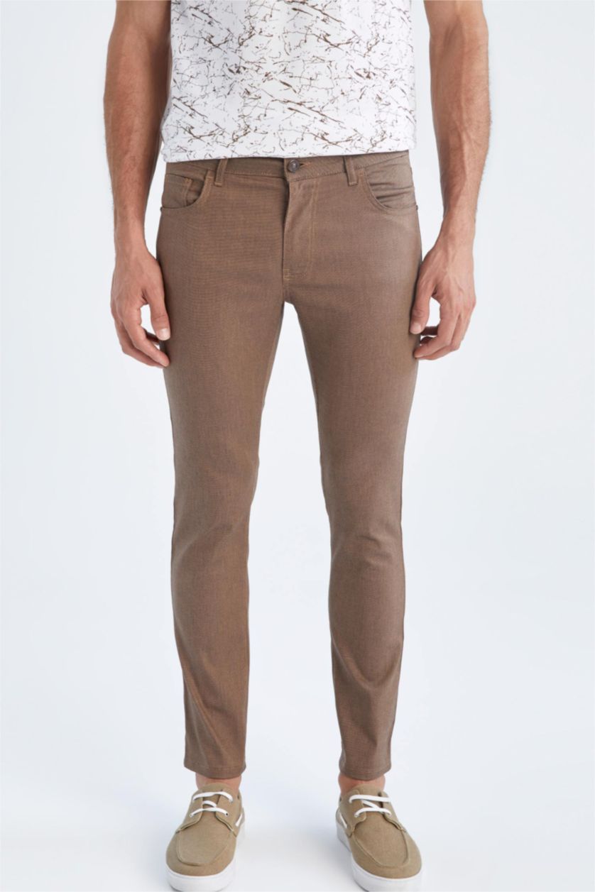MAN Light Brown Slim Fit Chino Canvas Trousers