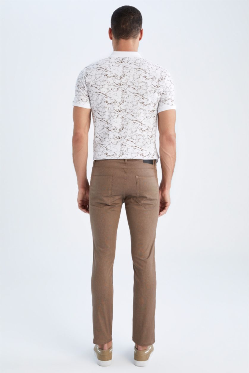 MAN Light Brown Slim Fit Chino Canvas Trousers