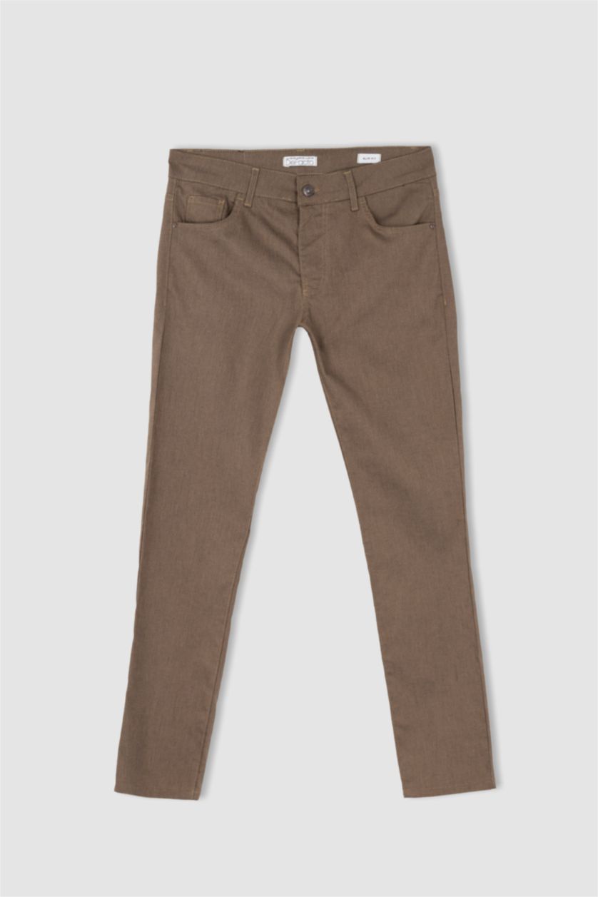 MAN Light Brown Slim Fit Chino Canvas Trousers