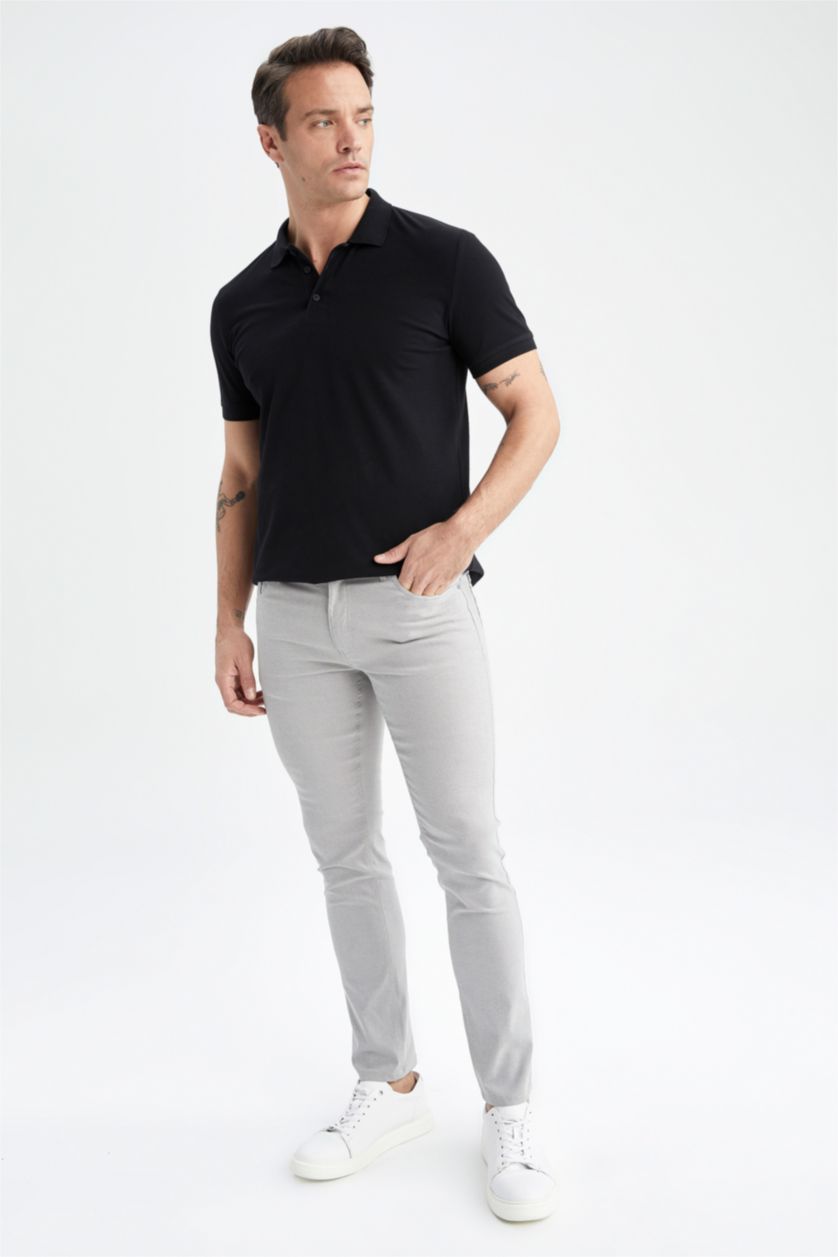 MAN Grey Slim Fit Chino Canvas Trousers