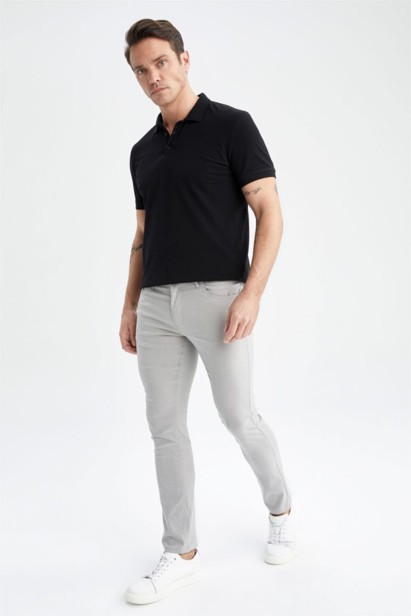 MAN Grey Slim Fit Chino Canvas Trousers