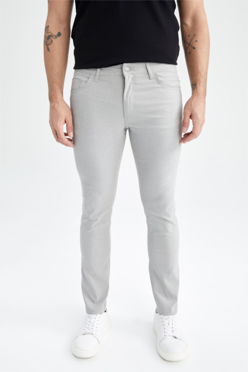 MAN Grey Slim Fit Chino Canvas Trousers