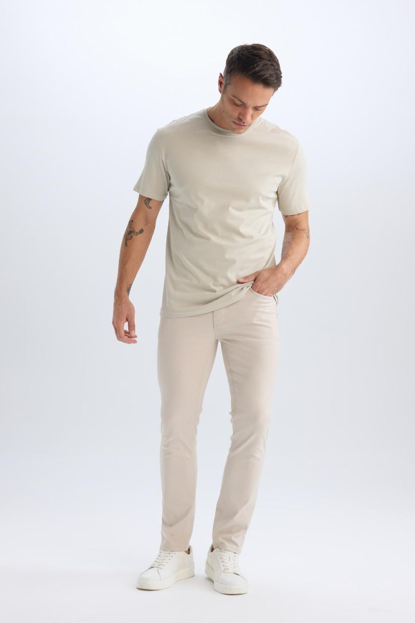 Man Sand Slim Fit Super Skinny Hem Trousers