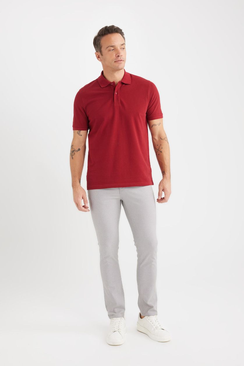 Erkek Gri Yazlık Chino Kanvas Dokulu Pantolon Slim Fit Dar Kesim Cepli Dar Paça