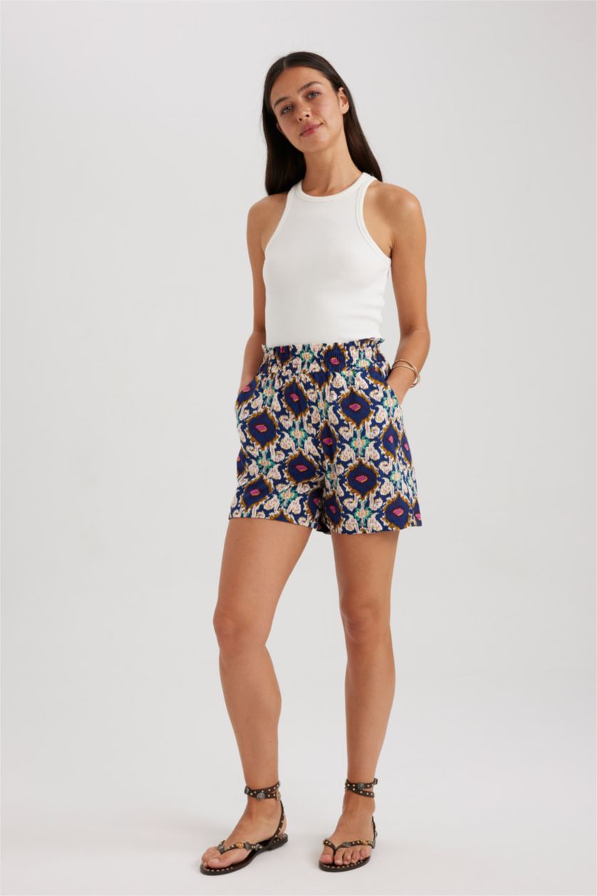 حريمي كحلي شورت فيسكوز بيبرباج بجيب