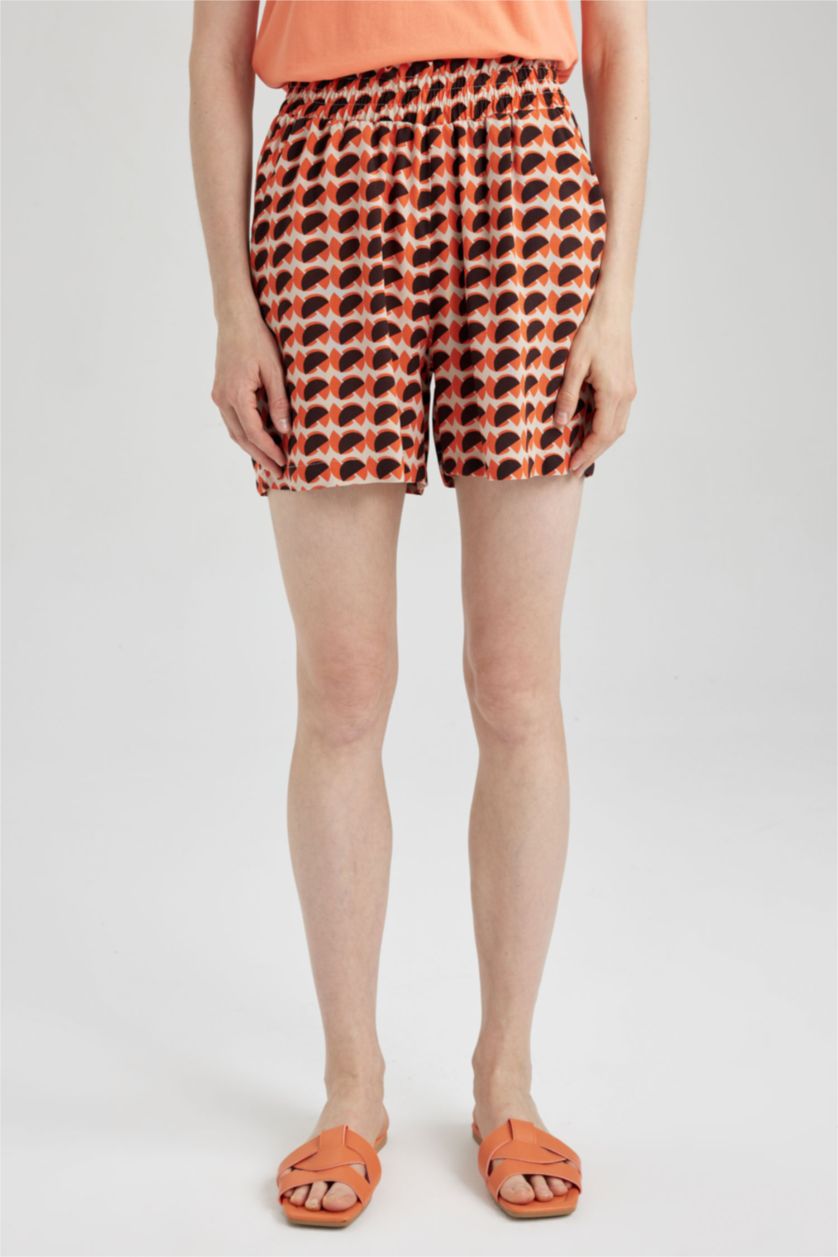 حريمي برتقالي شورت فيسكوز بيبرباج بجيب