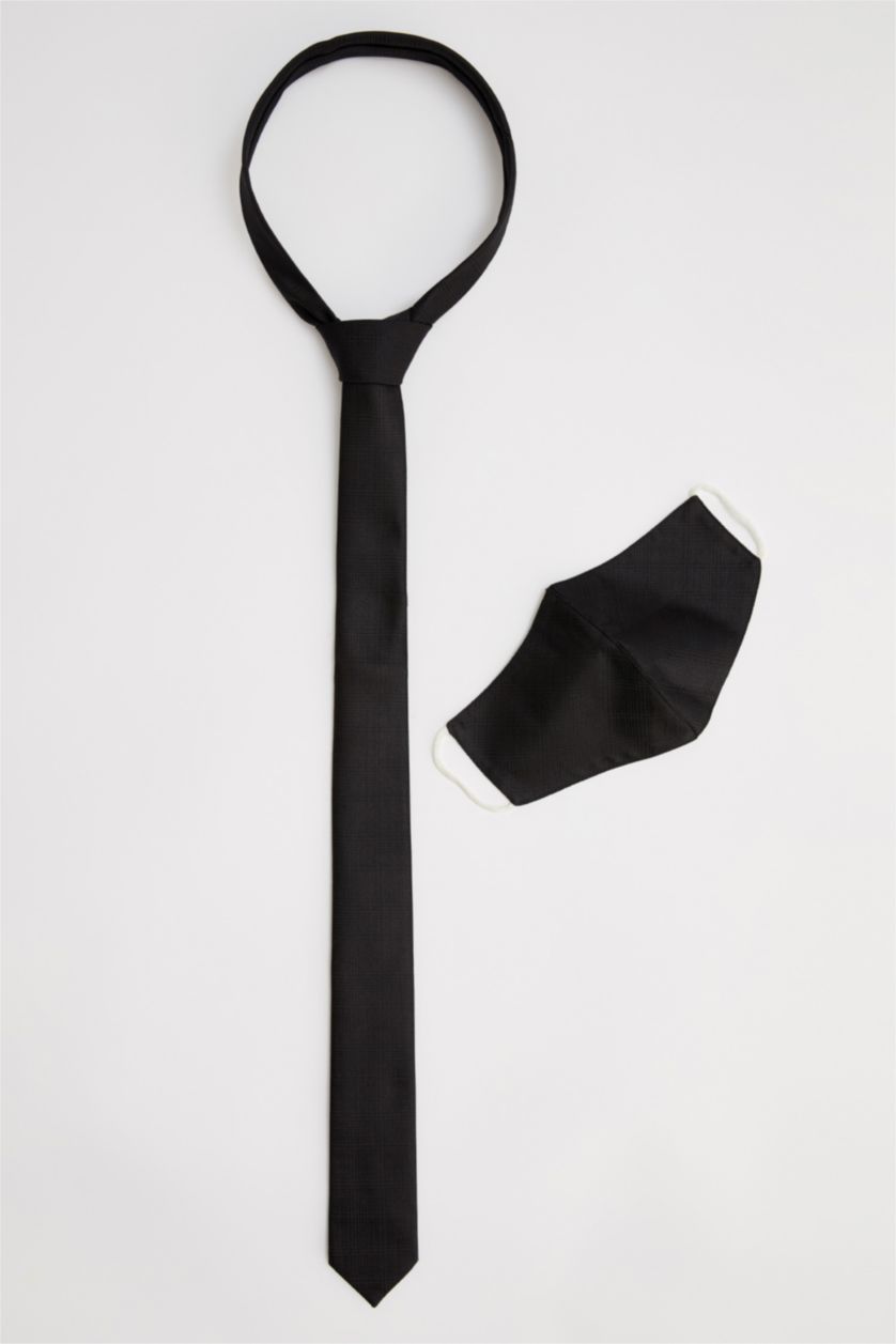 HOMME Noir Ensemble cravate et masque à motifs