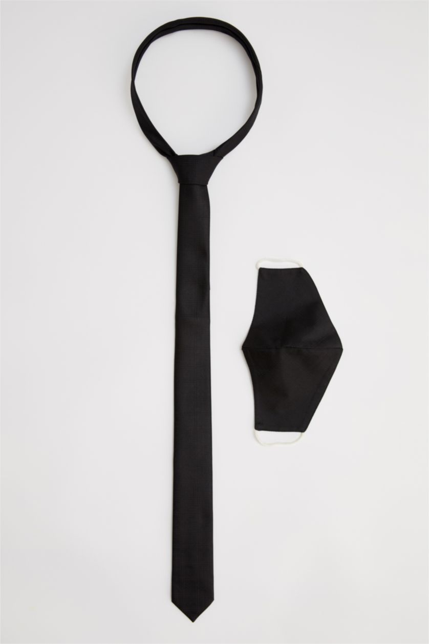 HOMME Noir Ensemble cravate et masque à motifs