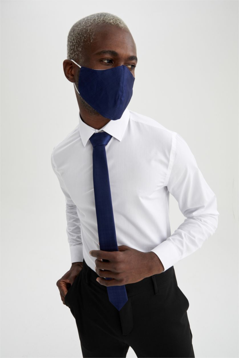 MAN NAVY Patterned Tie and Mask Set