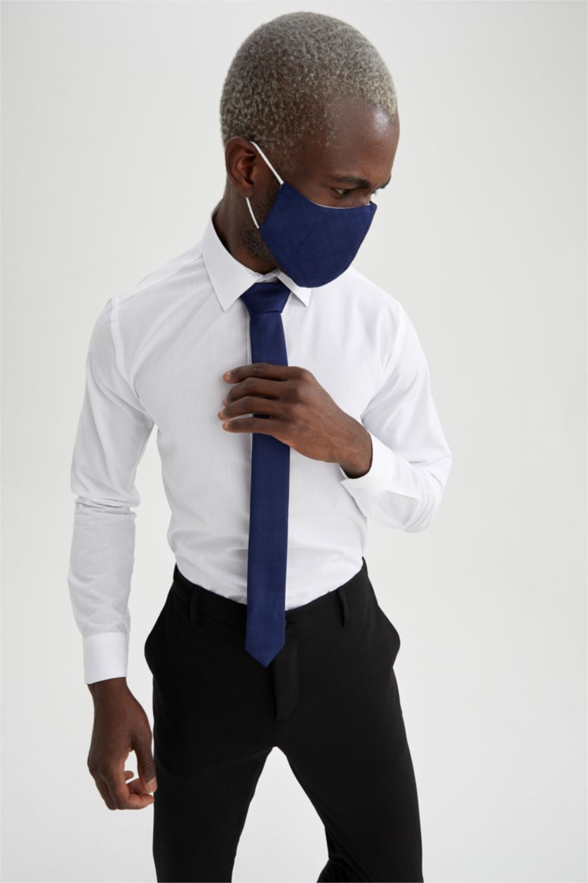 MAN NAVY Patterned Tie and Mask Set