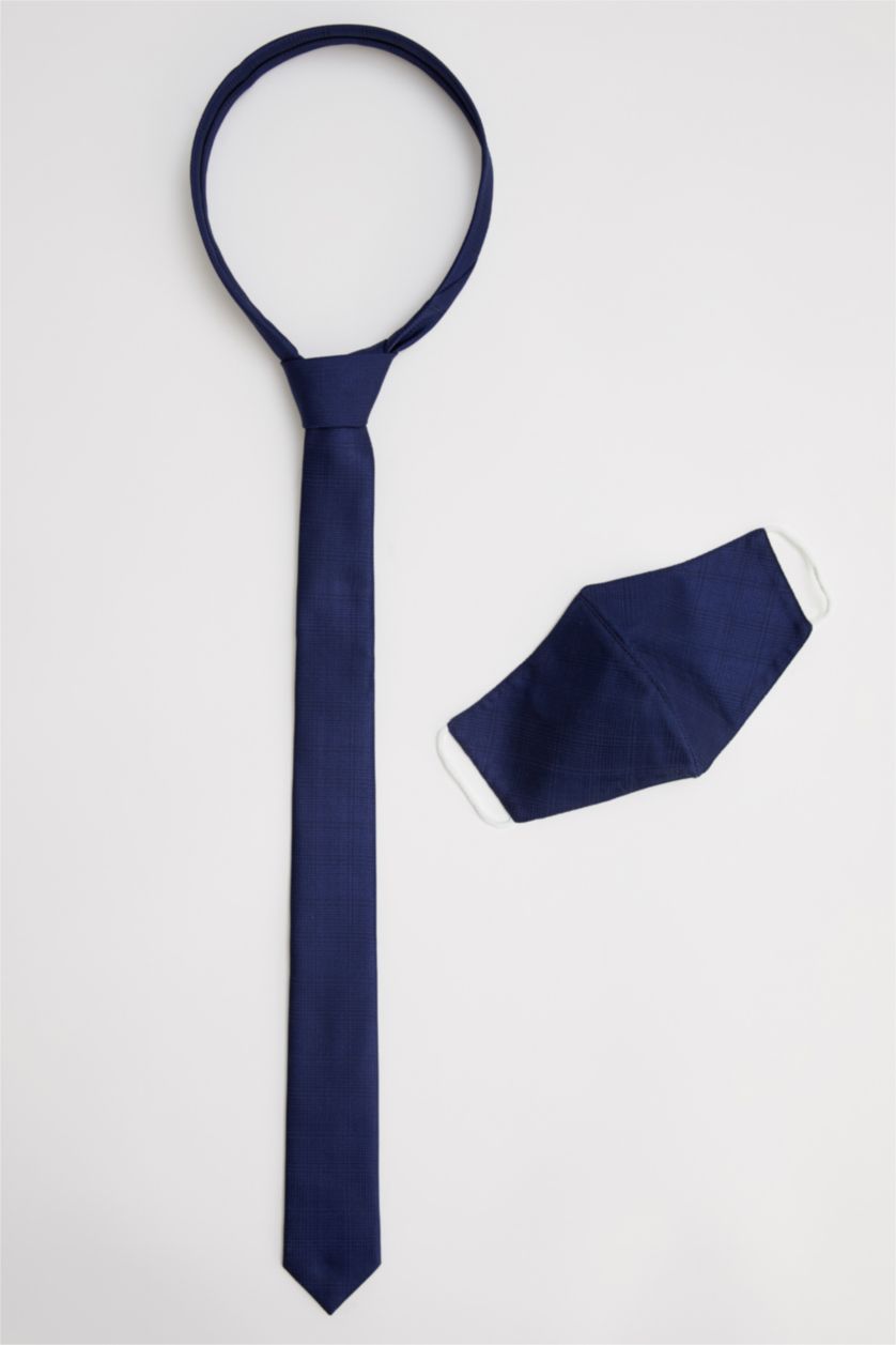 MAN NAVY Patterned Tie and Mask Set