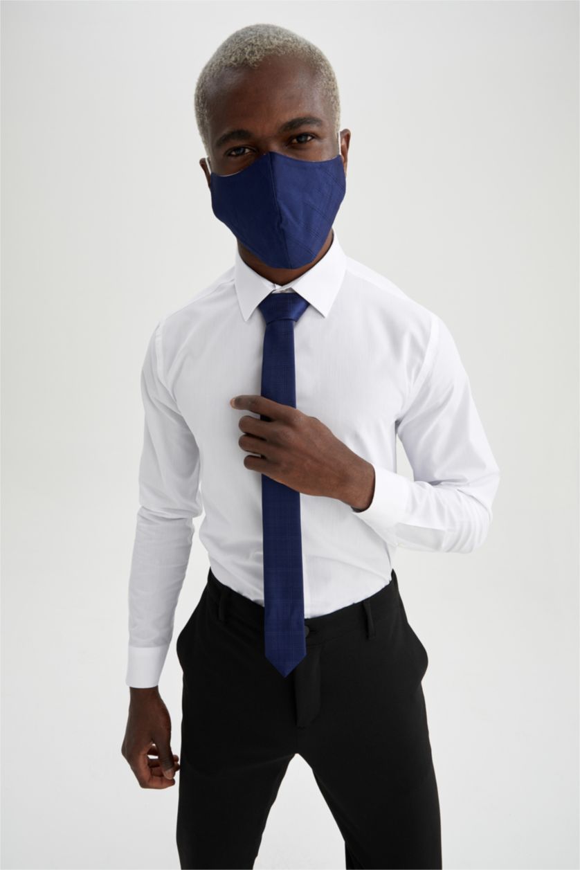 MAN NAVY Patterned Tie and Mask Set