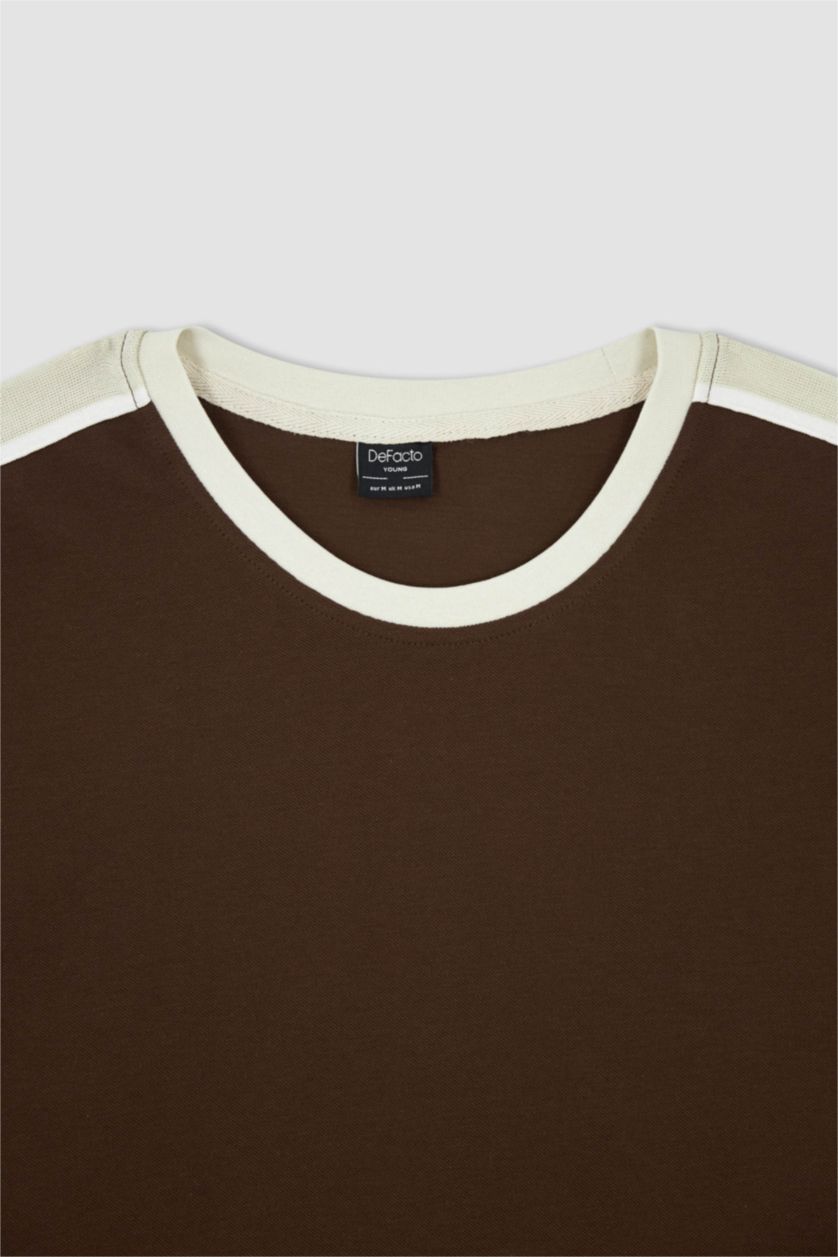 HOMME Marron T-shirt à manches courtes Piquer Coupe slim raccourcie