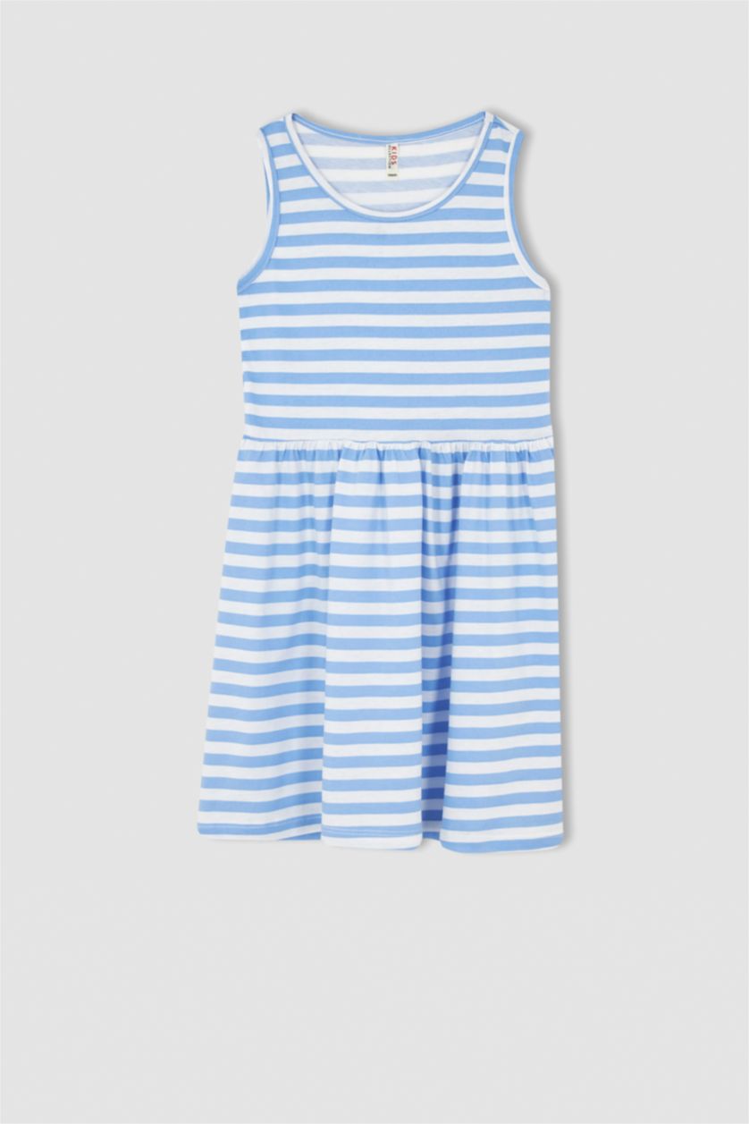 GIRLS & TEENS White Regular Fit Cotton Knitted Dress