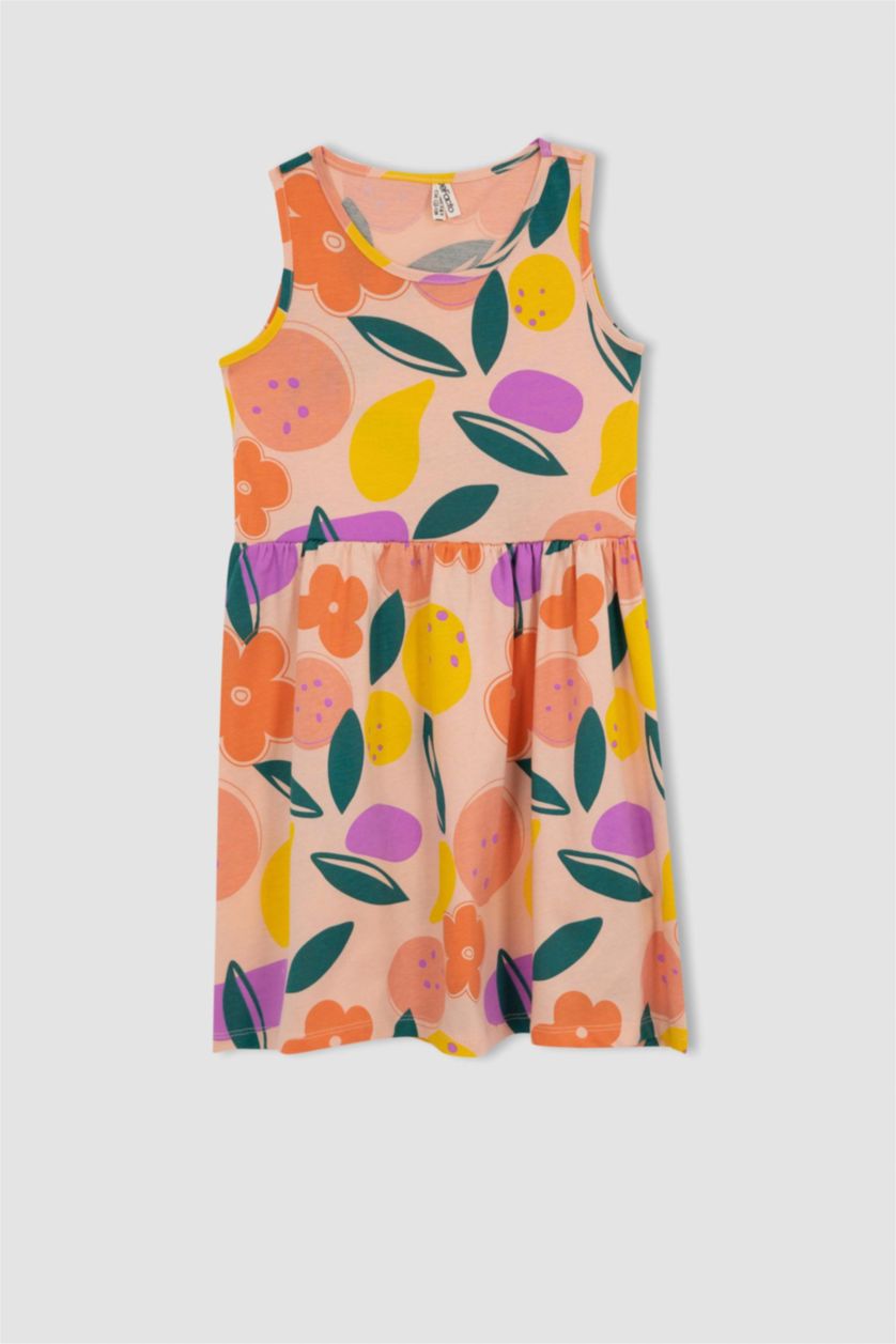 GIRLS & TEENS Pink Girl Patterned Sleeveless Dress