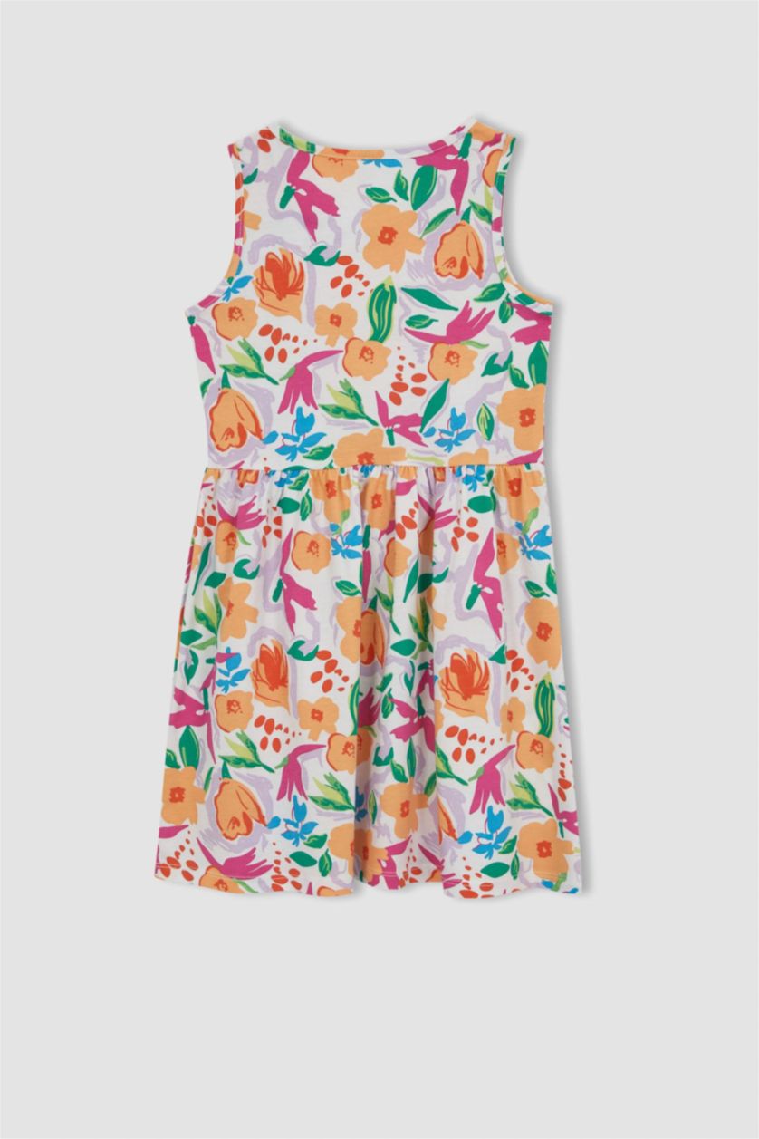 GIRLS & TEENS Pink Girl Patterned Sleeveless Cotton Dress