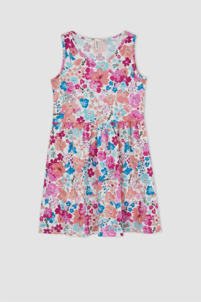 GIRLS & TEENS Pink Girl Patterned Sleeveless Cotton Dress